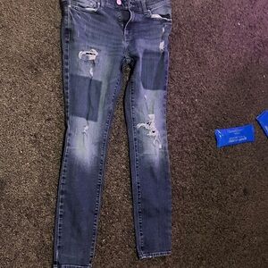 PacSun Distressed Skinny Jeans in Dark Blue